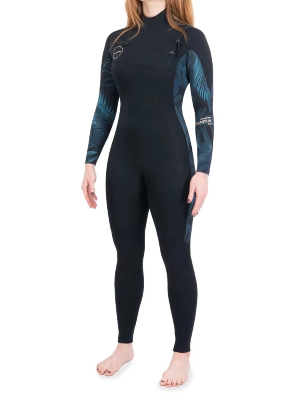 Dakine 🌊Women’s Full Wetsuit 5/4/3 Black with Blue Tripocal Print Size 8